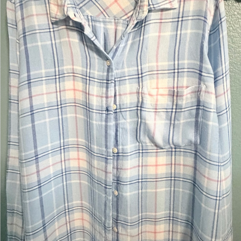 Old Navy Light Blue Checkered Shirt